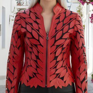 Womens Leather Jacket Womens Leather Womens Jacket Leather Womens Leaf Jacket